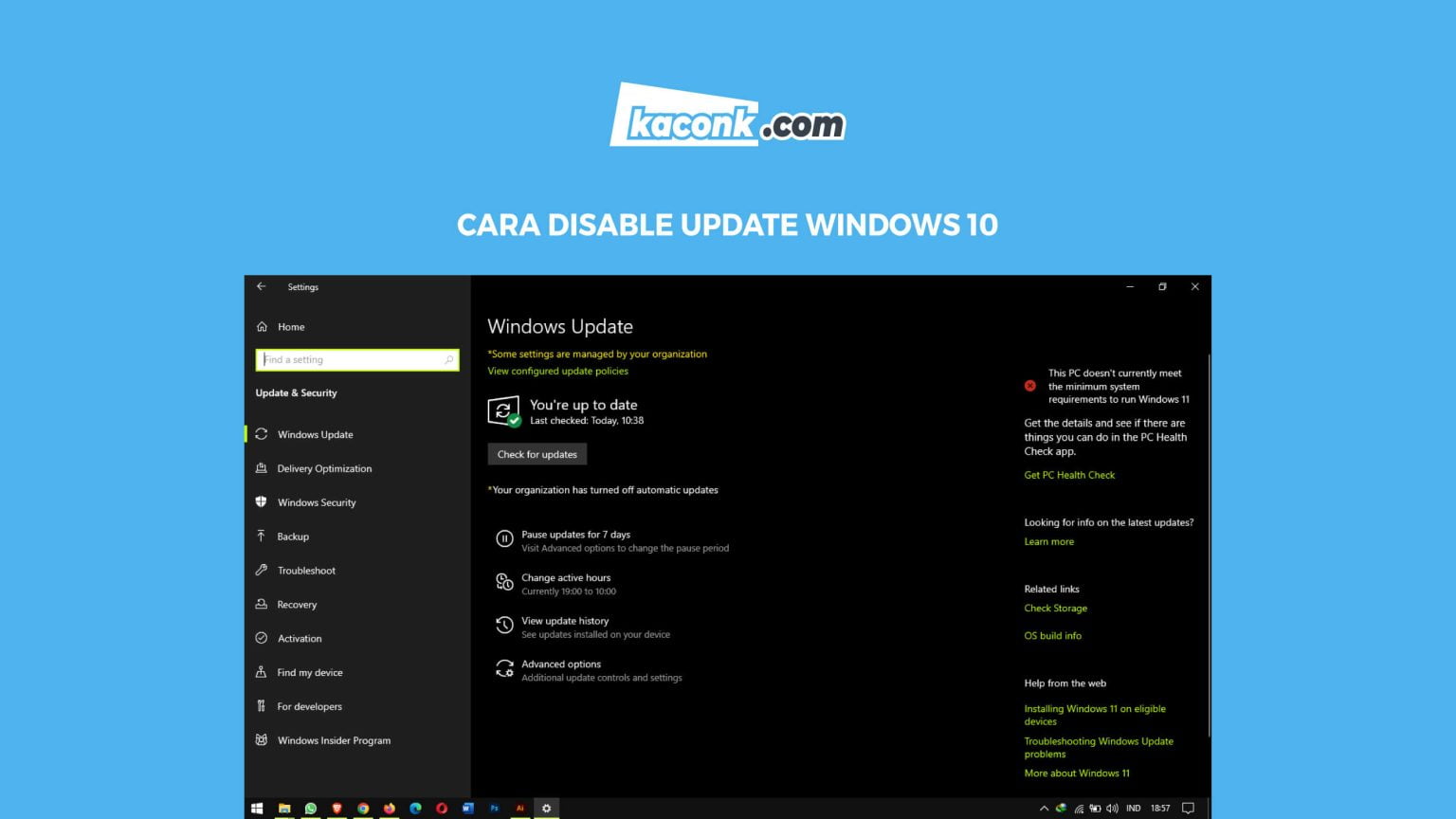 Cara Disable Update Otomatis Windows 10 - Kaconk