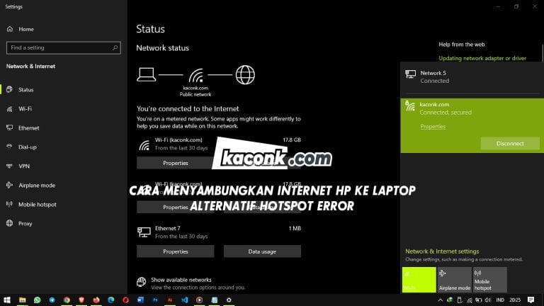 Cara Menyambungkan Internet HP ke Laptop, Alternatif Hotspot Error