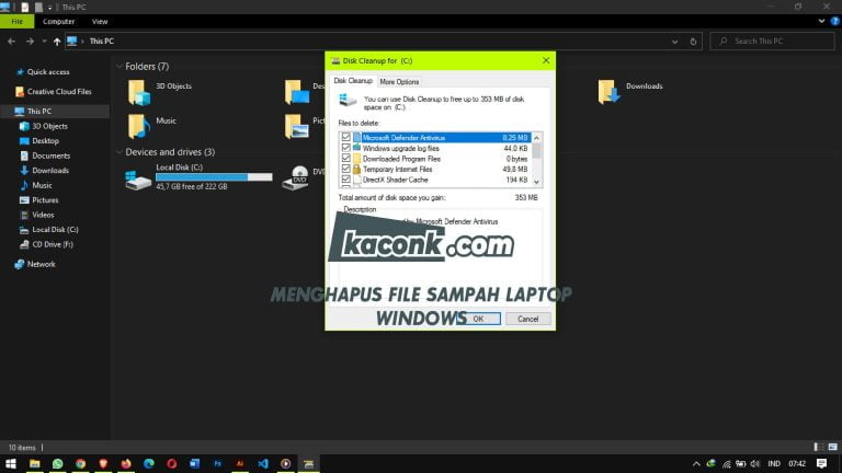 Cara Membersihkan File Sampah di Laptop via Disk Cleanup