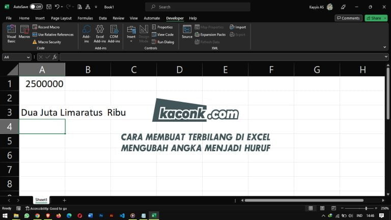 Cara Membuat Terbilang di Excel atau Mengubah Angka Jadi Huruf Excel