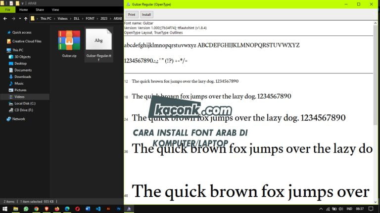 Cara Install Font Arab di Komputer/Laptop