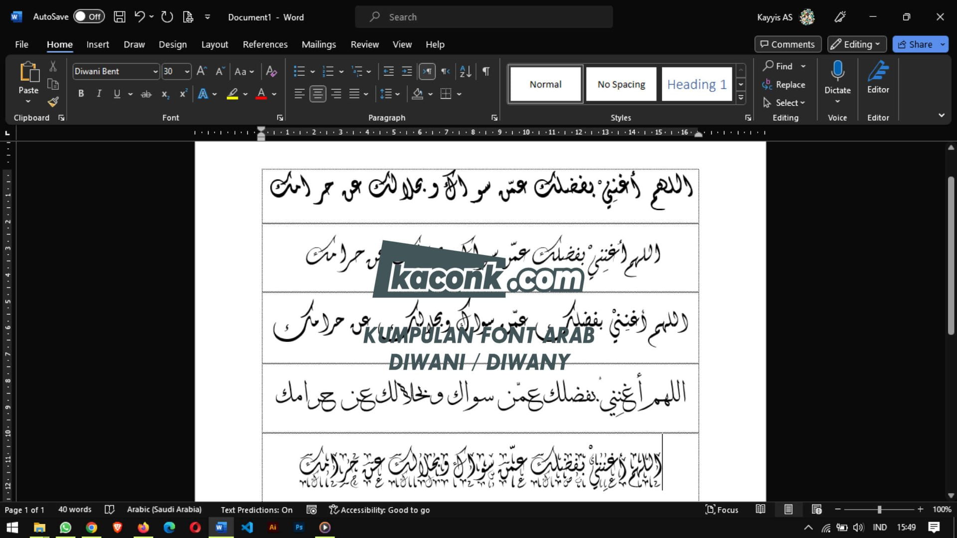 Koleksi Font Arab Diwani/Diwany - Kaconk