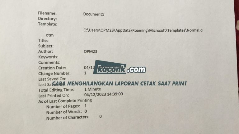 cara menghilangkan laporan cetak ketika print dokumen menghilangkan hasil print yang diikuti document properties (2)