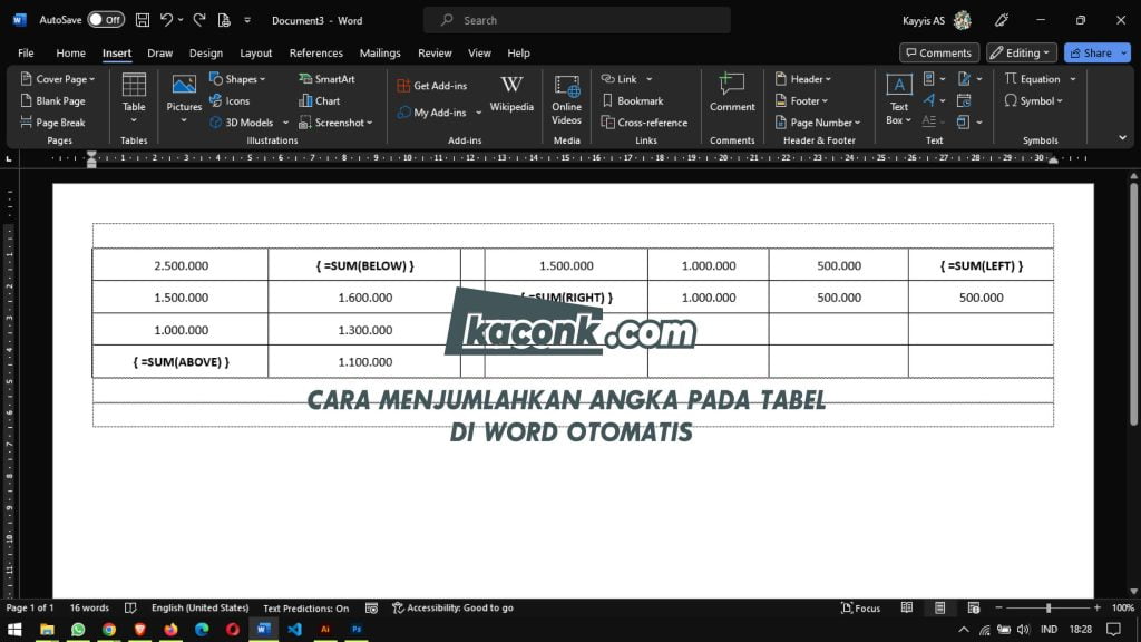 Cara Menjumlahkan Angka Pada Tabel di Word Otomatis 7 Cara Menjumlahkan Angka Pada Tabel di Word Otomatis