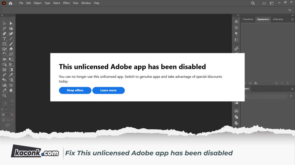 Fix This unlicensed Adobe app has been disabled