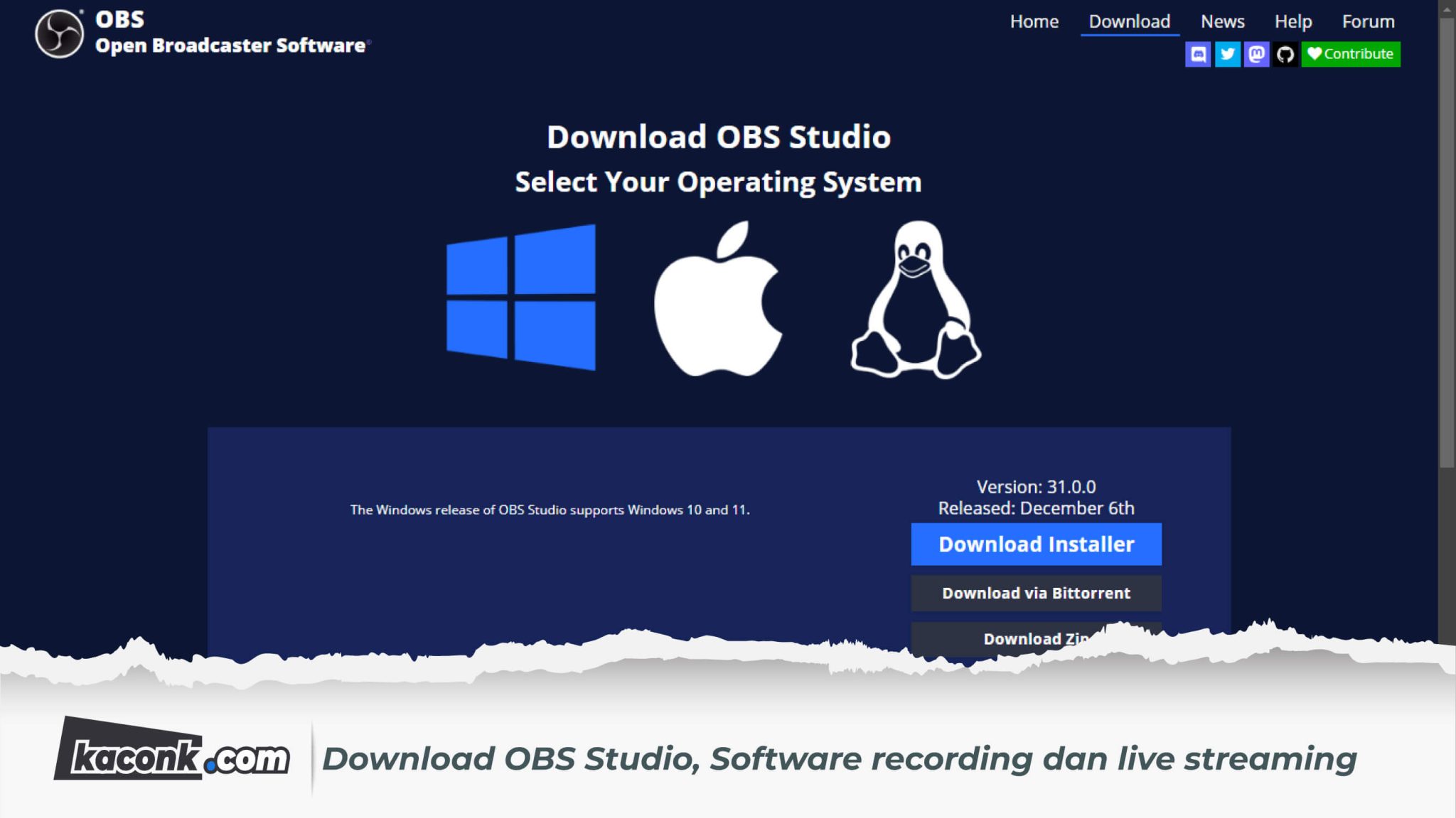 Download OBS Studio, Software recording dan live streaming - Kaconk