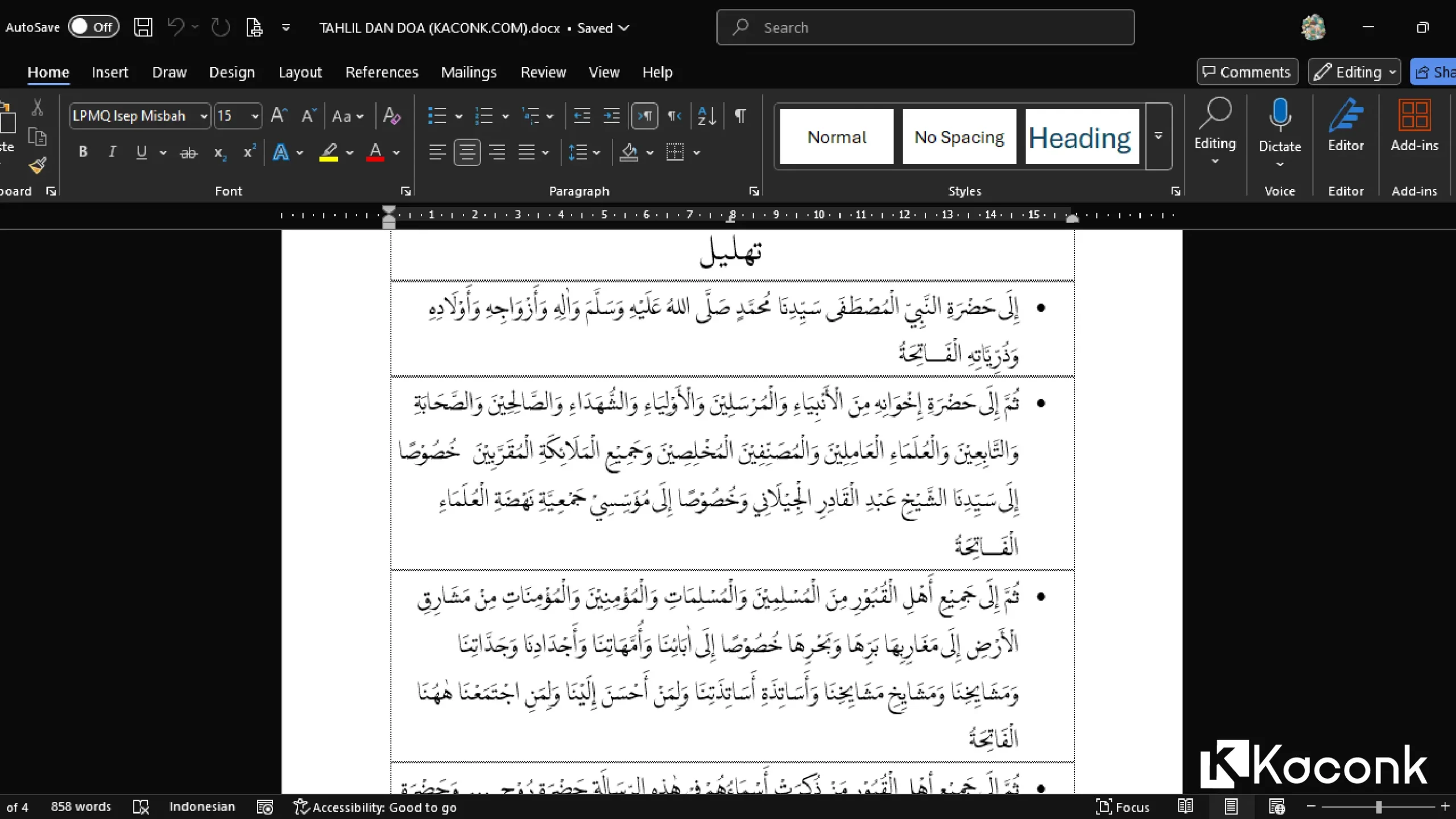 Download Bacaan Tahlil dan Doa Tahlil Lengkap File Word (doc)