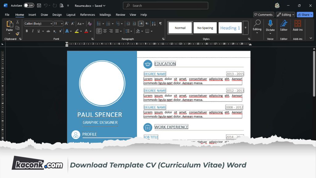 Download Template CV Word (Curriculum Vitae) - Kaconk