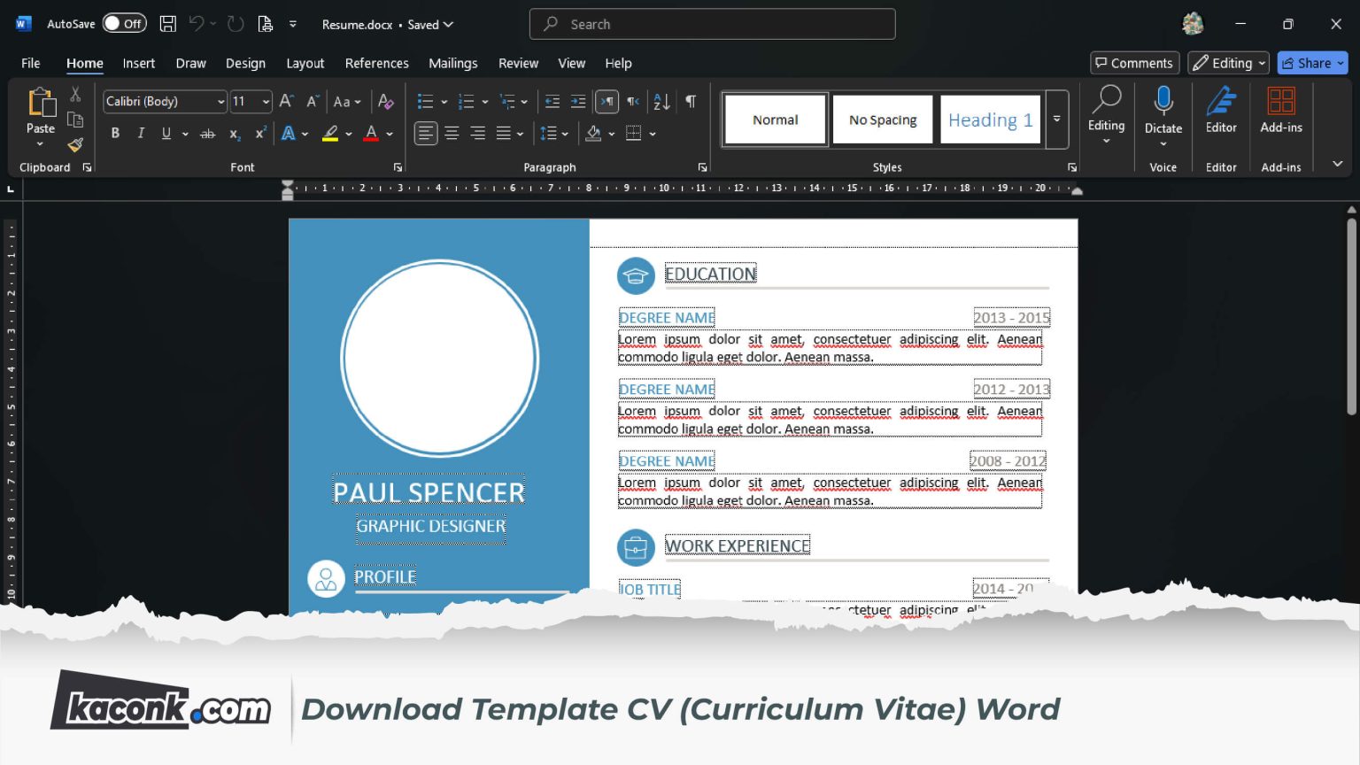 Download Template CV Word (Curriculum Vitae) - Kaconk