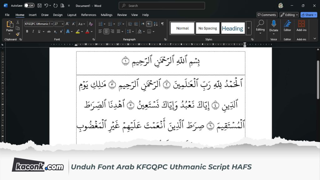 Unduh Font Arab KFGQPC Uthmanic Script HAFS