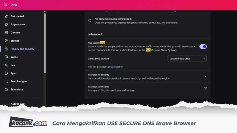 Cara Mengaktifkan USE SECURE DNS Brave Browser