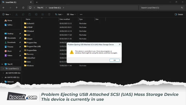 Fix Problem Ejecting USB Attached SCSI (UAS) Mass Storage Device