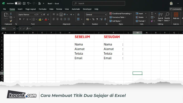 Cara Membuat Titik Dua Sejajar di Excel