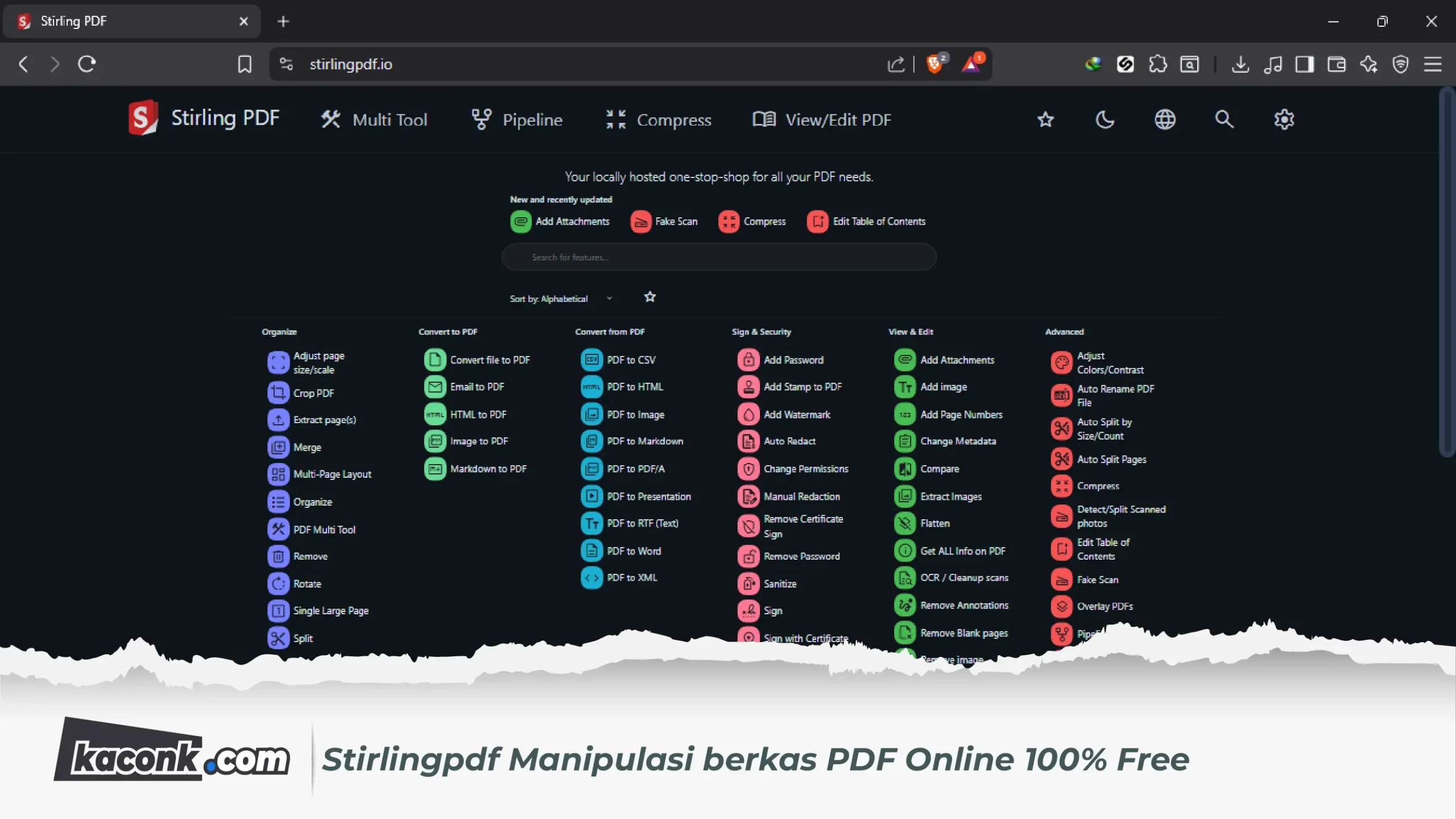 Stirlingpdf Manipulasi berkas PDF Online 100% Free
