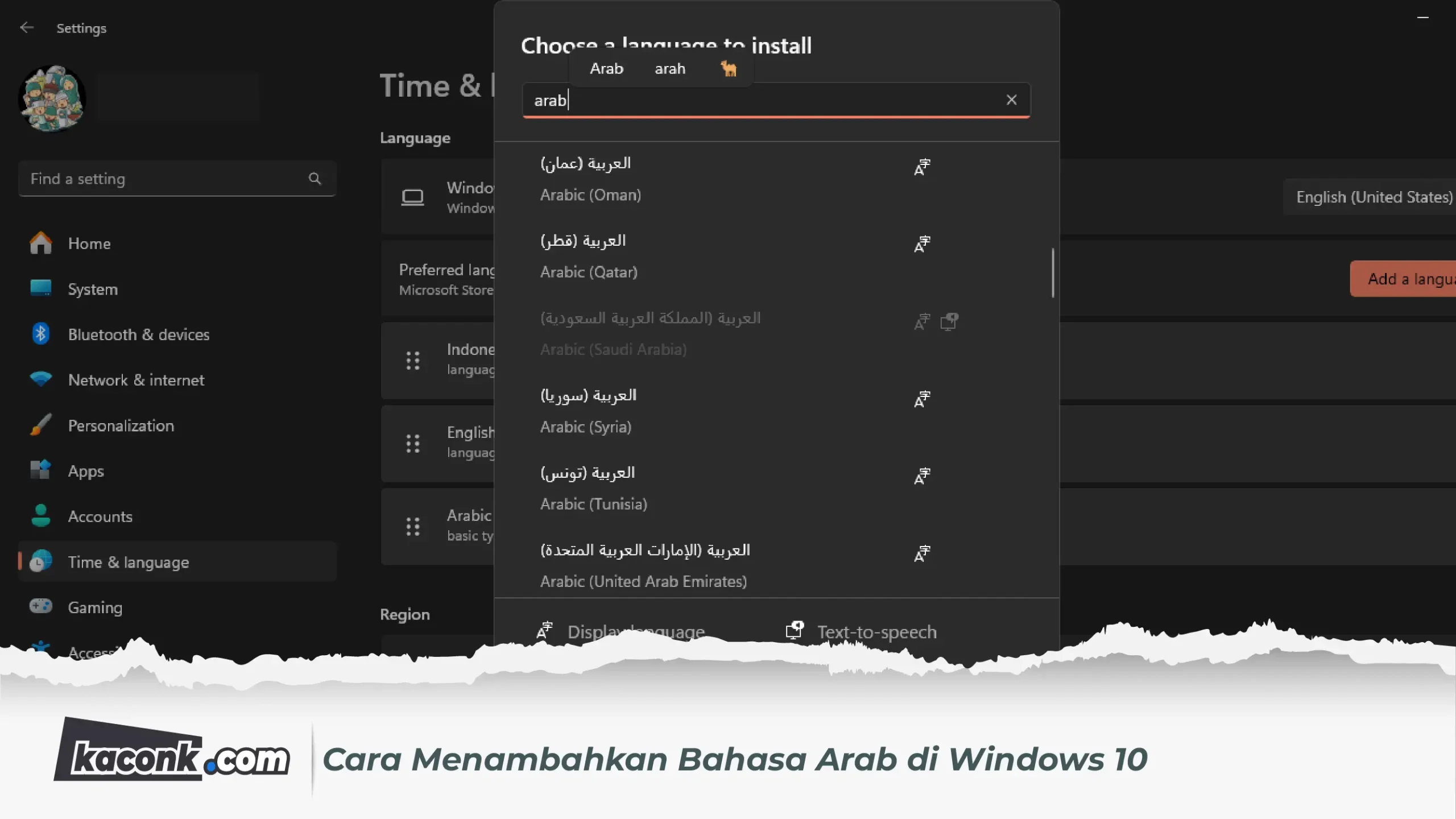 Cara Menambahkan Bahasa Arab di Windows 10