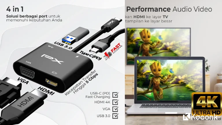 Multiport Adapter 4 in 1 PX UCH14B Solusi Lengkap Konektivitas Laptop Modern