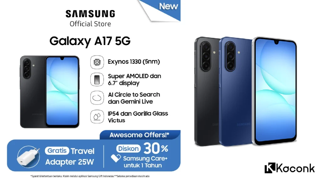 Samsung Galaxy A17 5G 8/256GB – Performa Kencang, Layar AMOLED 90Hz, Bonus Menarik! 1 Samsung Galaxy A17 5G 8/256GB – Performa Kencang, Layar AMOLED 90Hz, Bonus Menarik!