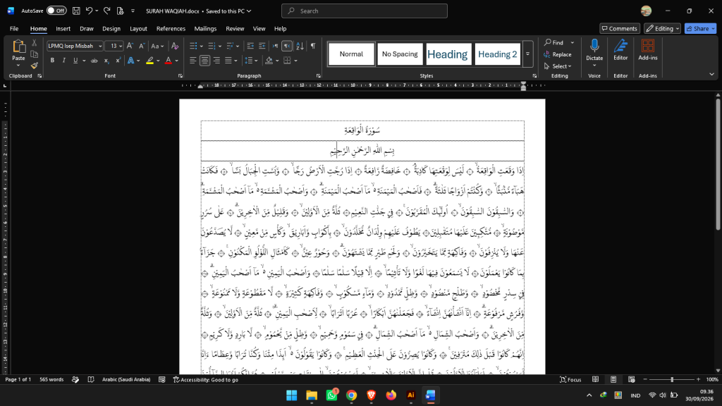 Download Surah Al-Waqi'ah Lengkap File Word (doc) 2 Download Surah Al-Waqi'ah Lengkap File Word (doc)