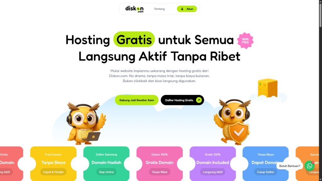 Hosting Gratis 100% dari Diskon.com, Langsung Aktif Tanpa Ribet