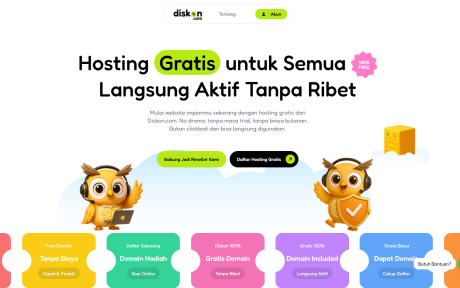 Hosting Gratis 100% dari Diskon.com, Langsung Aktif Tanpa Ribet