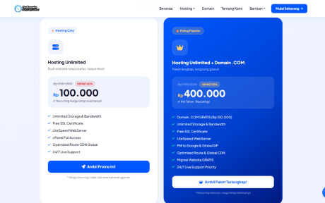 Promo Hosting Unlimited Murah Rp 100RbThn dari Onlinenin.com